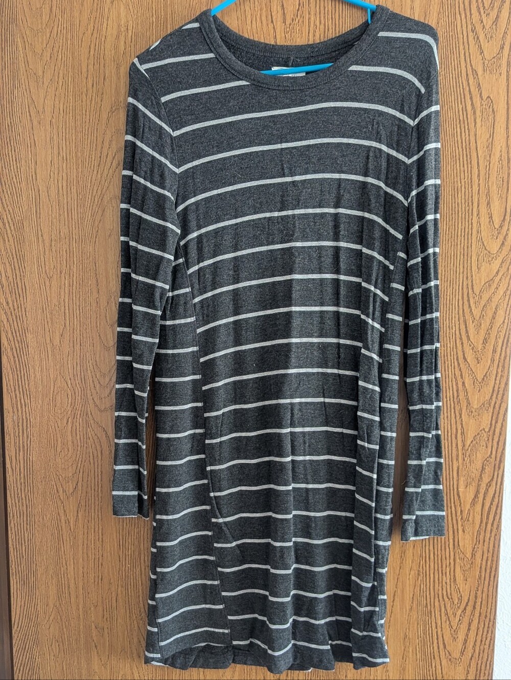 Lou&Grey Striped Long-Sleeve Knit Dress - Charcoal Gray